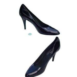 Donald Pliner Black Antique Patent Leather Shoe 3.25" Heel New Pump NWT $275 10